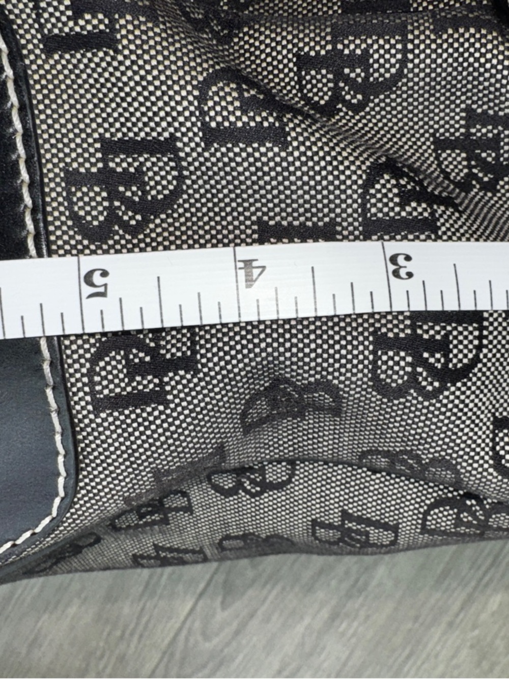 Dooney & Bourke DB Monogram Satchel Black Grey Canvas Leather Trim Shoulder Bag - Picture 11 of 11